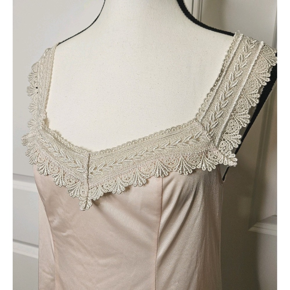 Vivien Midi Slip Dress‎ Lingerie Size Small Sleeveless Lace Trim Back Bow Pink